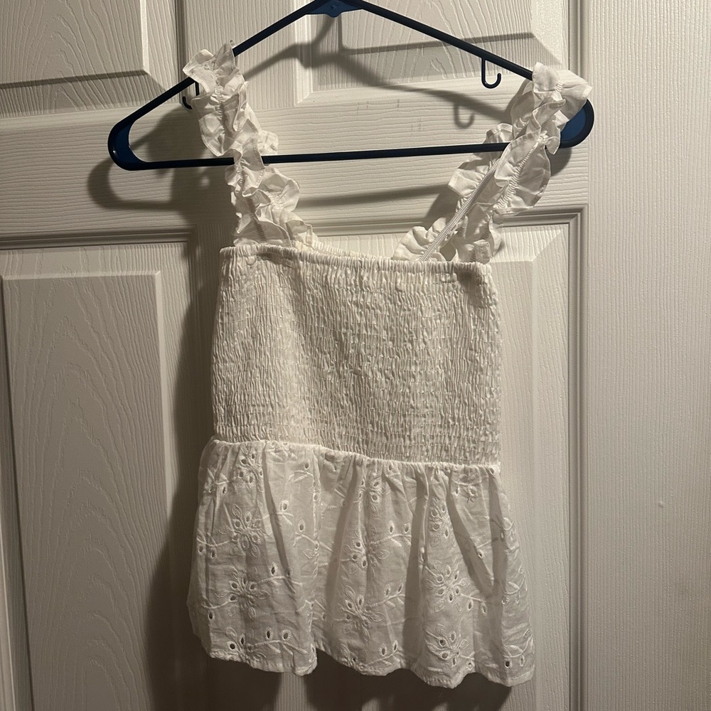 White eyelet top- size small